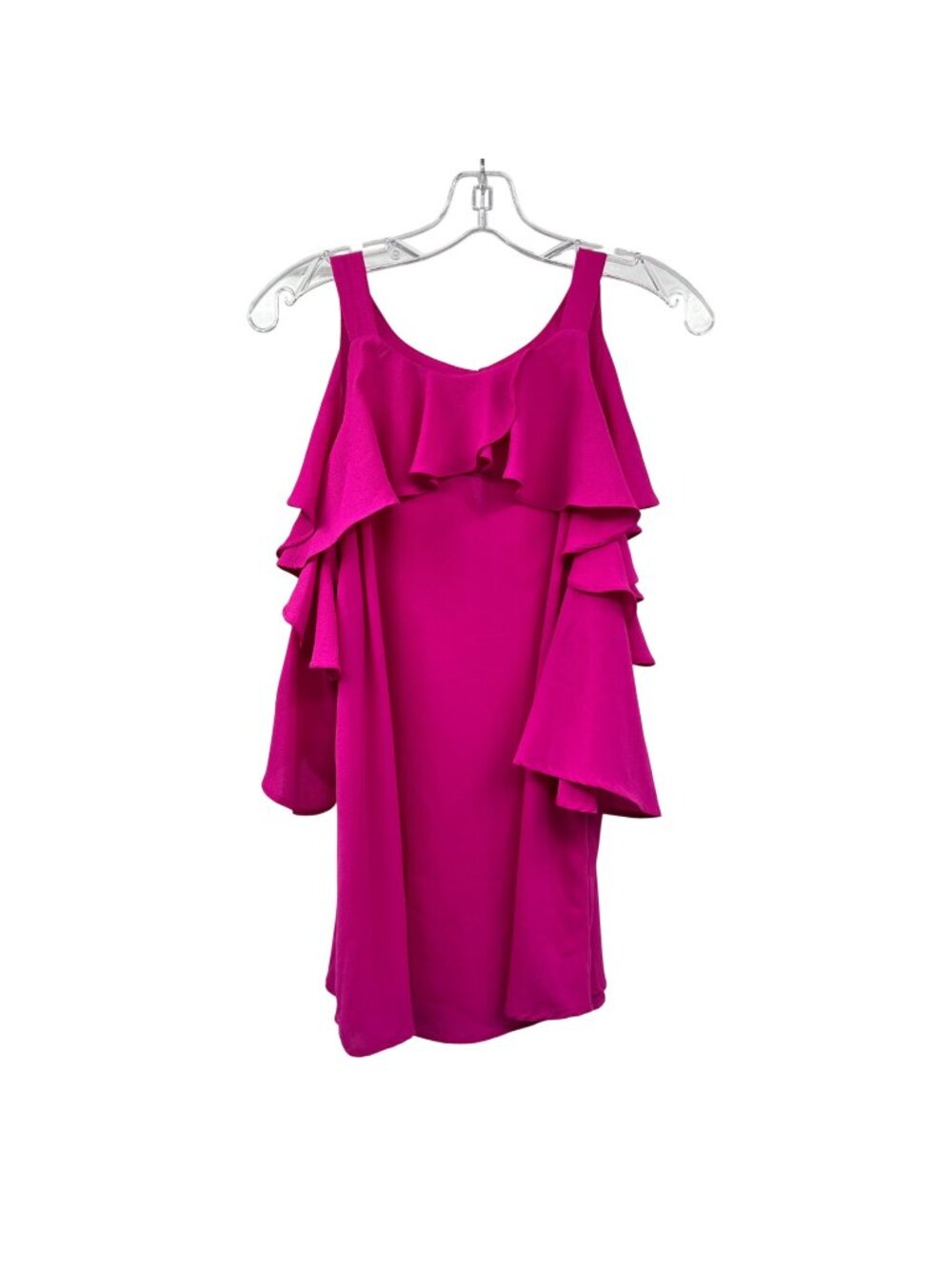 Umgee Womens Ruffle Cold Shoulder Top Pink Keyhole Size Large